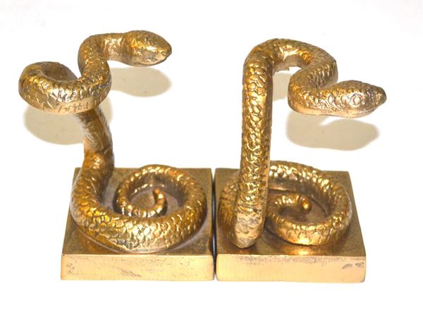 Gold Snake Bookends